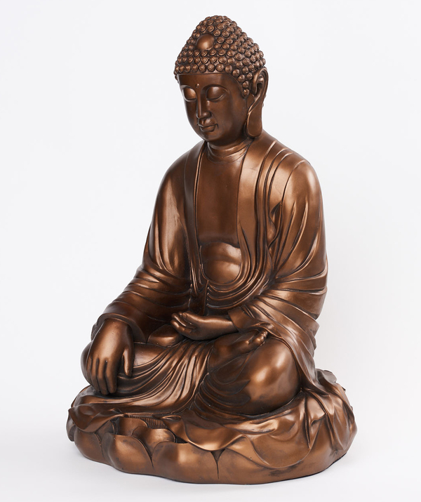 Se Buddha på lotus med bronze finish hos Krystal.dk