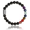7 Chakra armbånd med sorte agat perler fra Laurent Steven 299 kr. - Krystal.dk