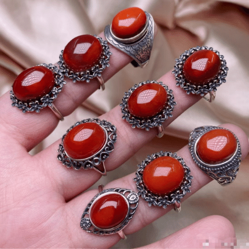 Billede af Sølvring med rød agat smykkesten