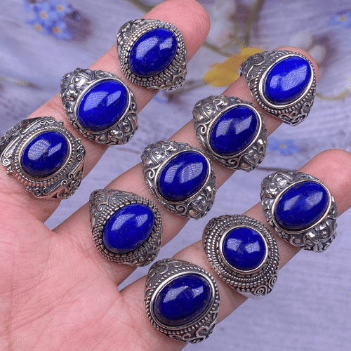 Billede af Sølvring med lapis lazuli smykkesten
